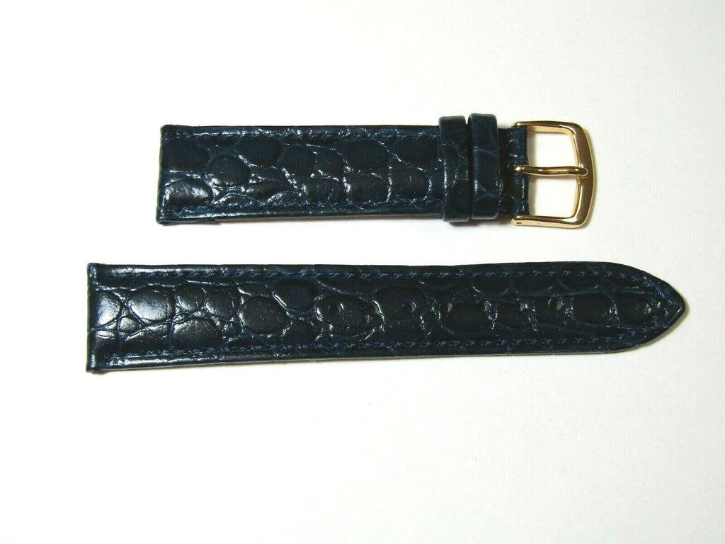 18mm Hadley-Roma Crocodile Embossed Navy Leather Watch Band Strap MS717