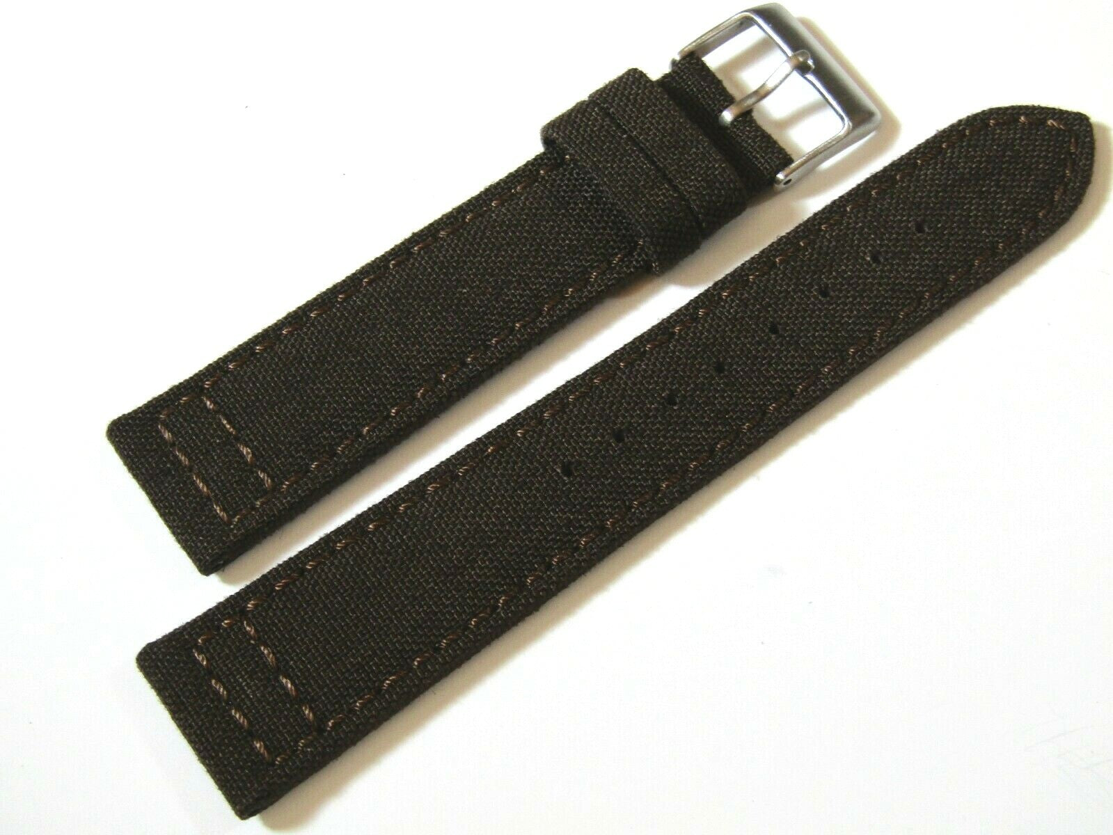 22mm Hadley-Roma MS850 Mens Army Brown Cordura Canvas Watch Band Strap