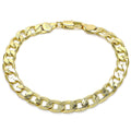 14K GOLD PLATED 8" BRACELET 7MM WIDE CUBAN LINK W/ LOBSTERCLAW STYLE CLASP M247
