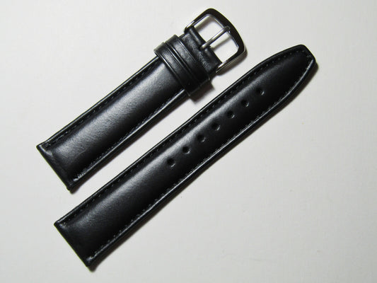 18mm Hadley-Roma MS881 XL Mens Black Oil-Tan Padded Leather Watch Band Strap
