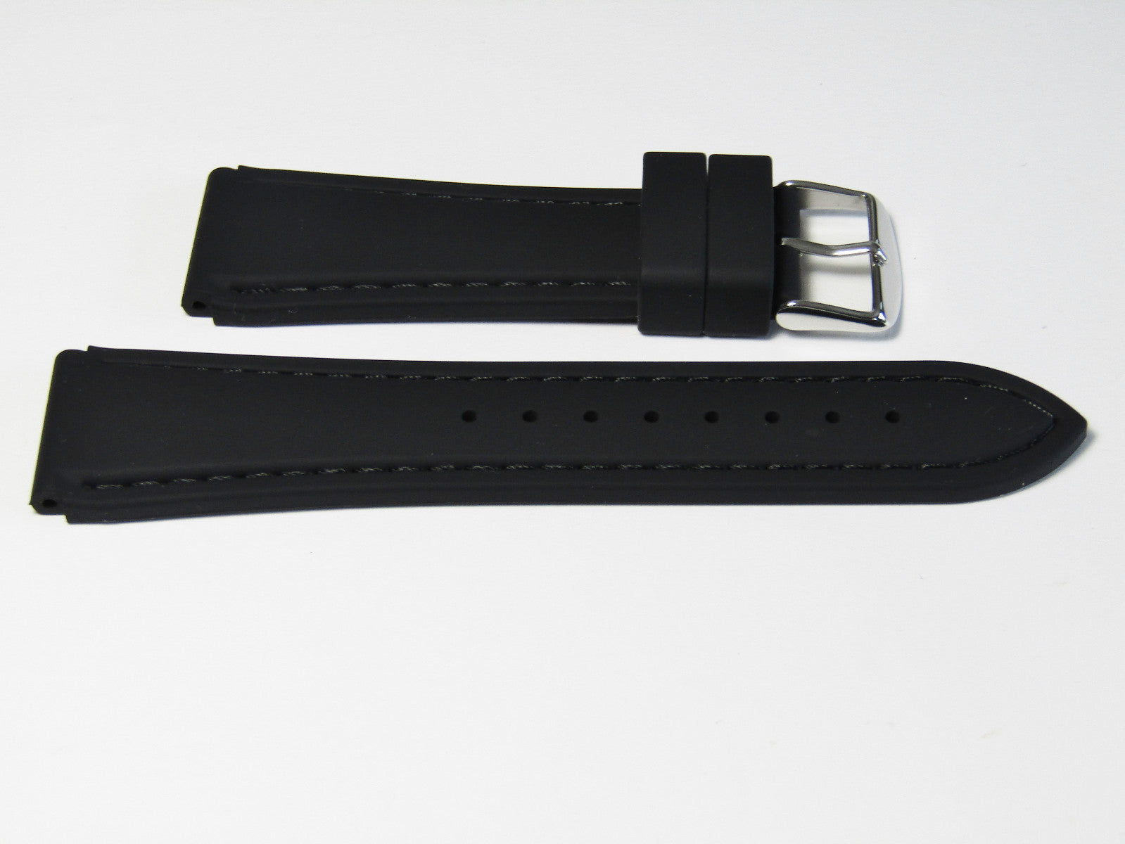 24mm Hadley-Roma MS3346 Black Silicone Rubber Waterproof Dive Watch Band Strap