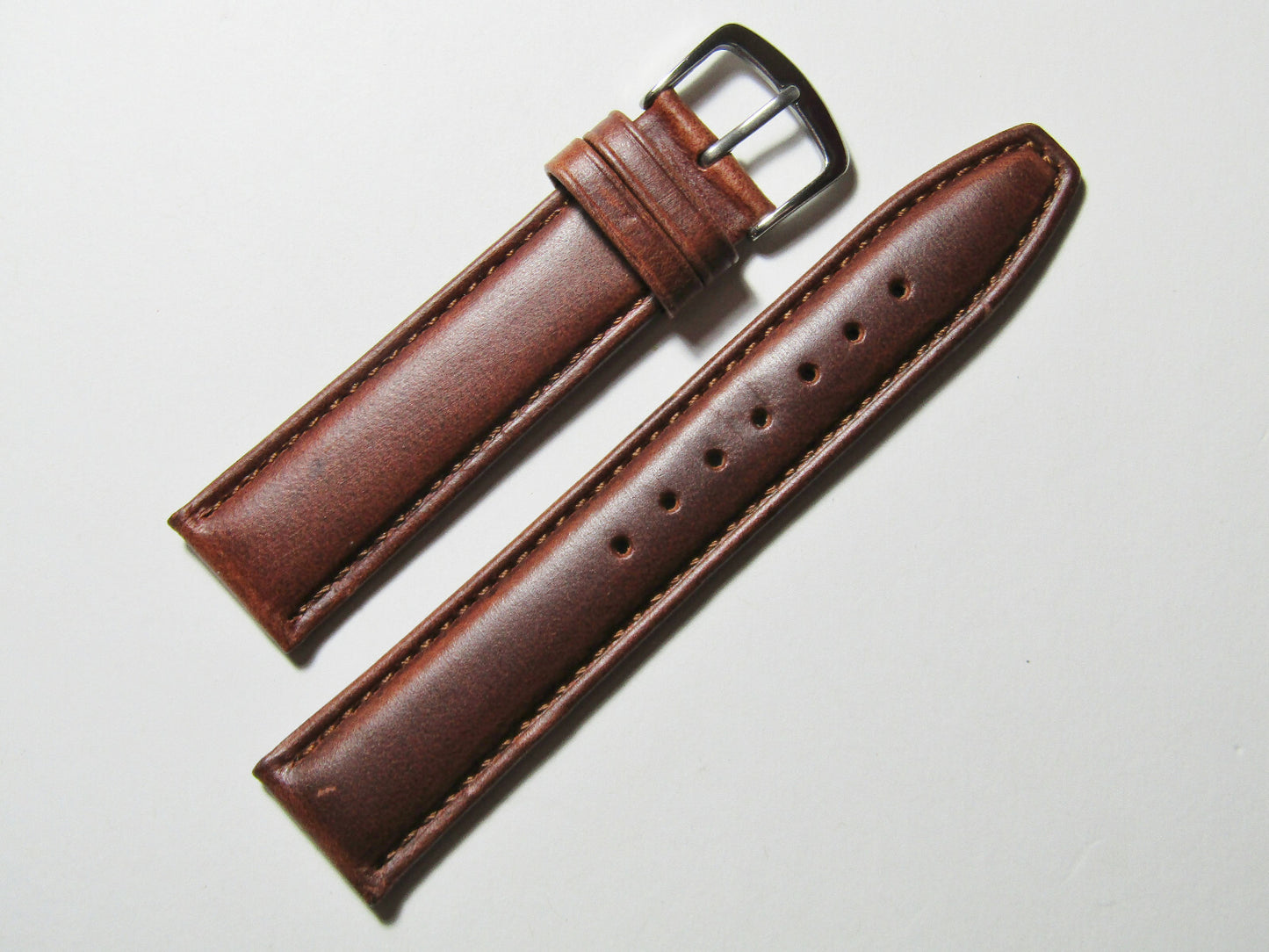 19mm Hadley-Roma MS881 Chestnut Brown Smooth Padded Leather Watch Band Strap