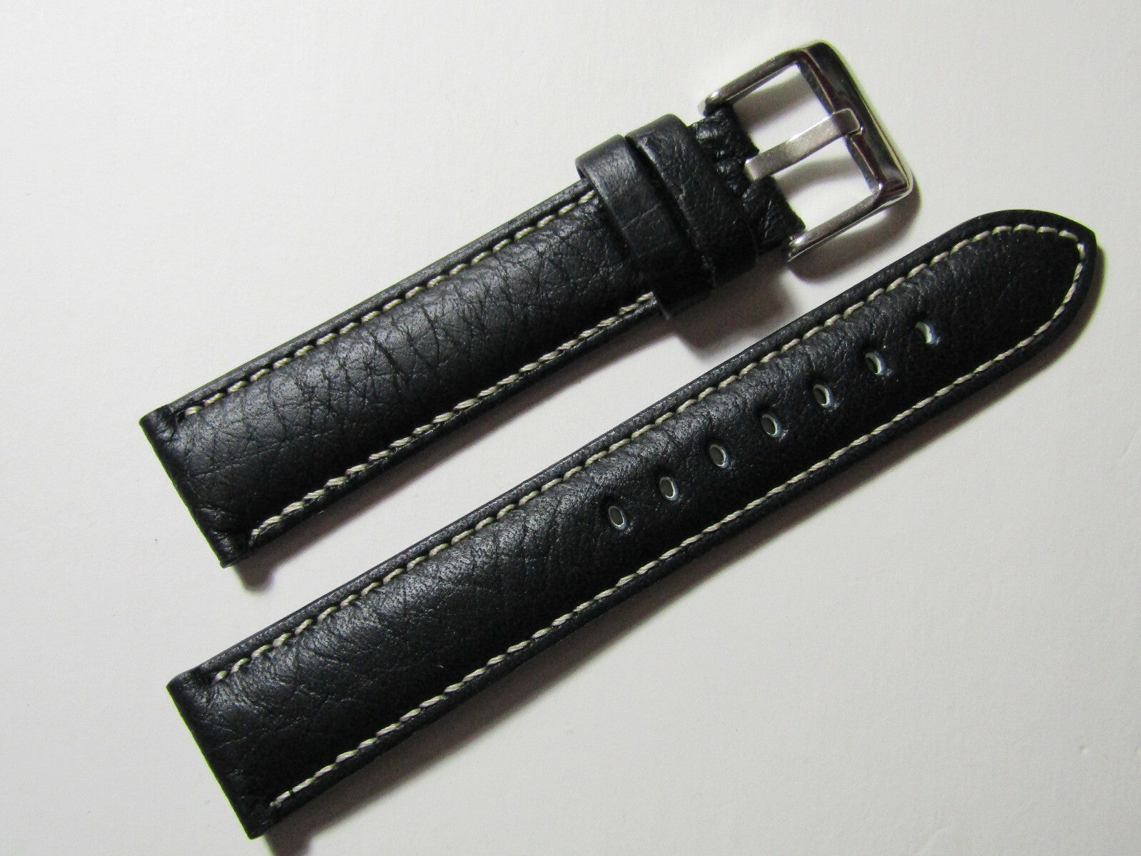 26mm Hadley-Roma MS906 Mens Black Leather Watch Band Strap