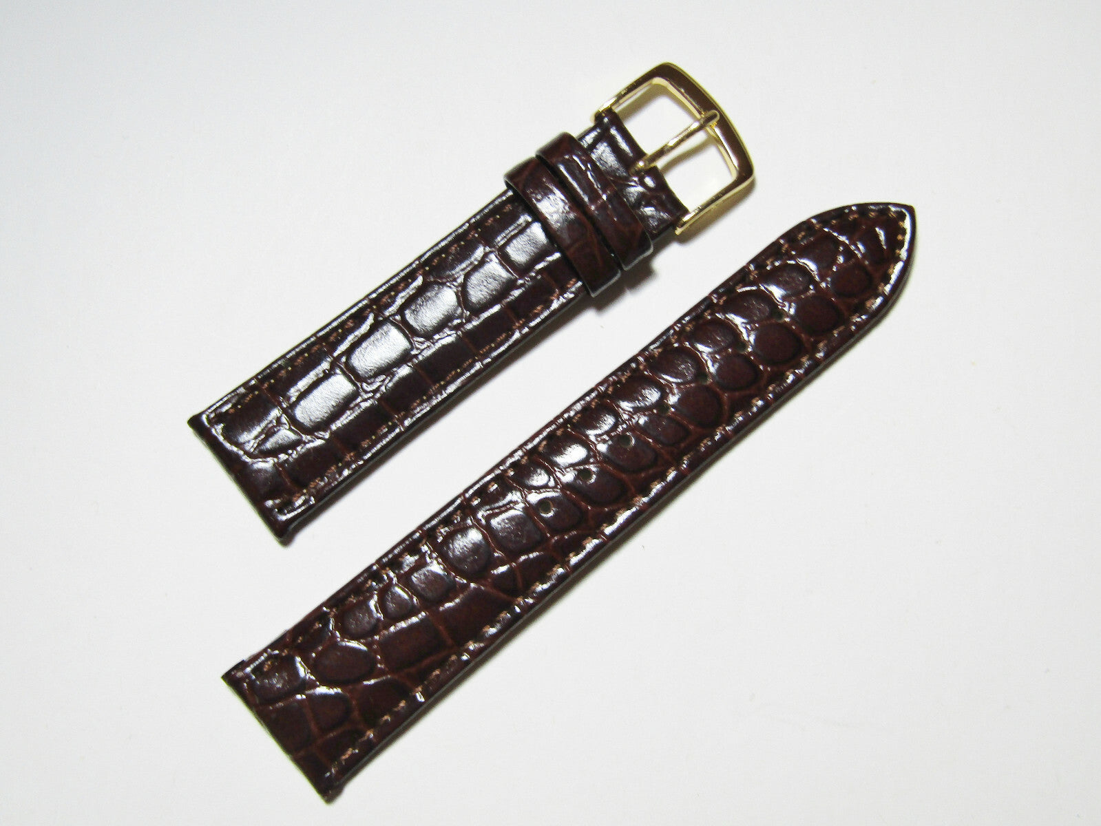22mm Hadley-Roma Crocodile Embossed Brown Leather Watch Band Strap MS717