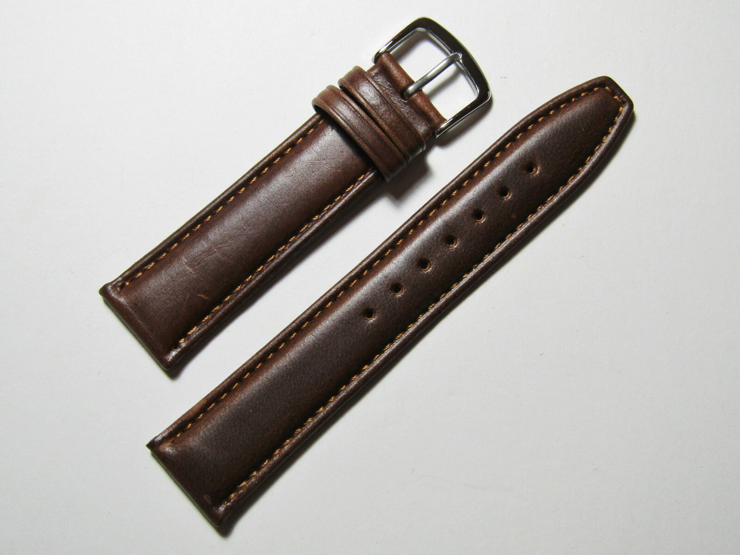 19mm Hadley-Roma MS881 Mens Brown Oil-Tan Smooth Padded Leather Watch Band Strap