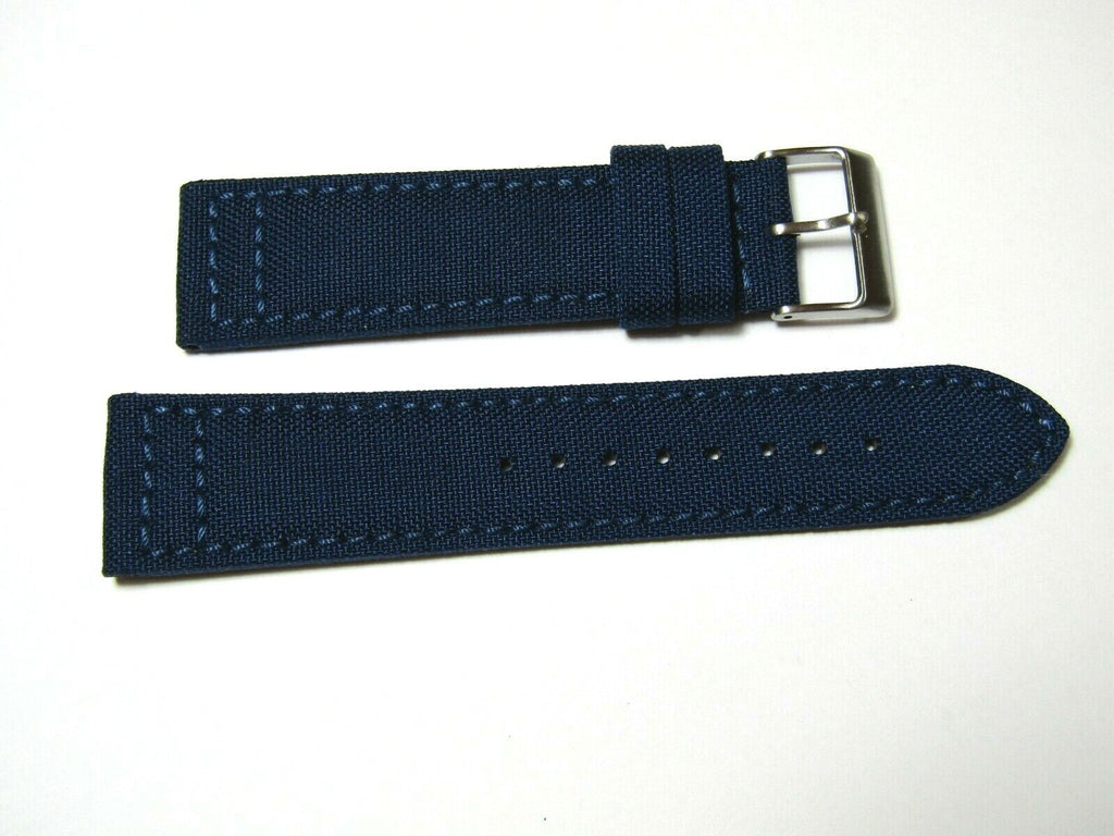 22mm Hadley-Roma MS850 Mens Navy Blue Cordura Canvas Watch Band Strap