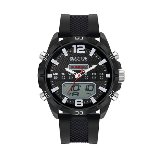 Kenneth Cole Reaction Men's Analog Digital Watch Silicone Strap KRWGP2181701