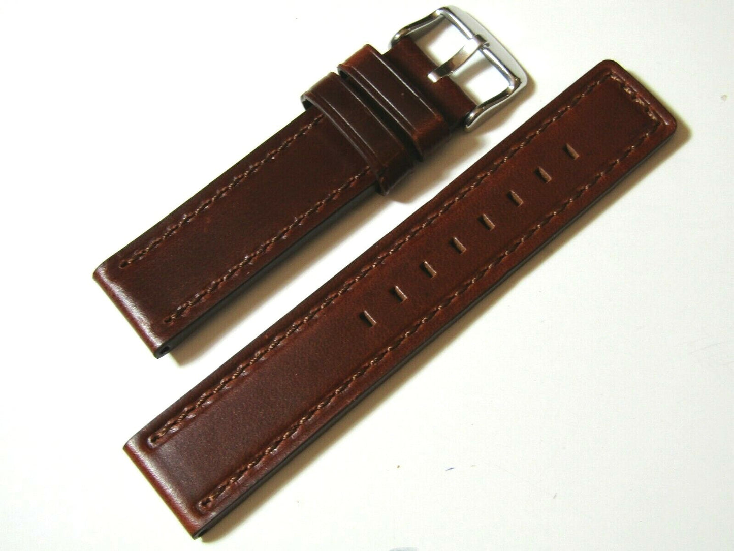 22mm Hadley-Roma MS784 Brown Distressed Waterproof Oil Leather Watch Band Strap