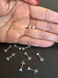 .925 STERLING SILVER CUBIC ZIRCONIUM 4MM STUD SUPERIOR SET LOT OF 5 PAIR J315
