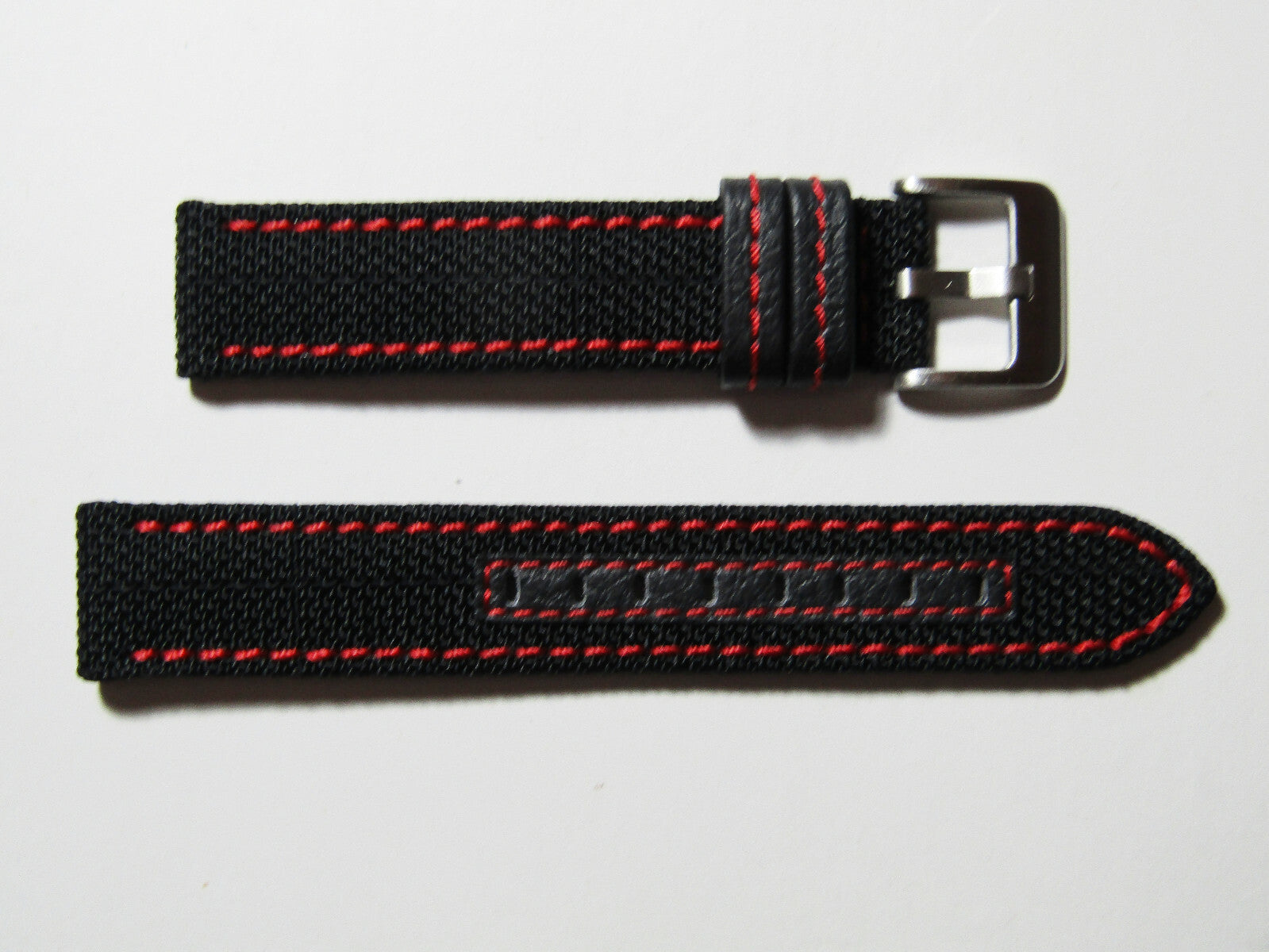 20mm Hadley-Roma MS848 Mens Red Genuine Nylon and Leather Watch Band Strap