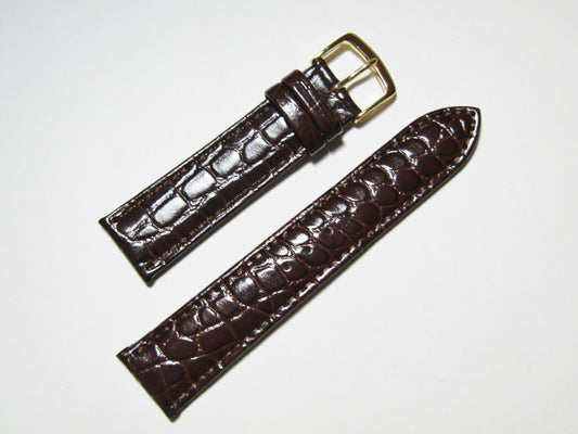 20mm Hadley-Roma Crocodile Embossed Brown Leather Watch Band Strap MS717