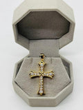 14K GOLD PLATED PENDANT CROSS SET WITH WHITE CZ 1.5" HIGH X 7/8" WIDE SP21