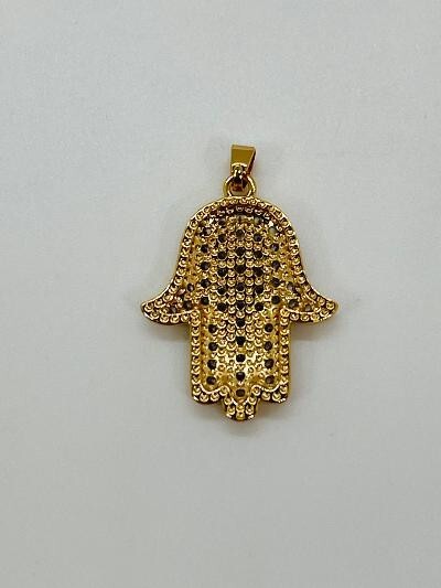 14K GOLD PLATED PENDANT HAMSA WITH WHITE MICROPAVE CZ SP6
