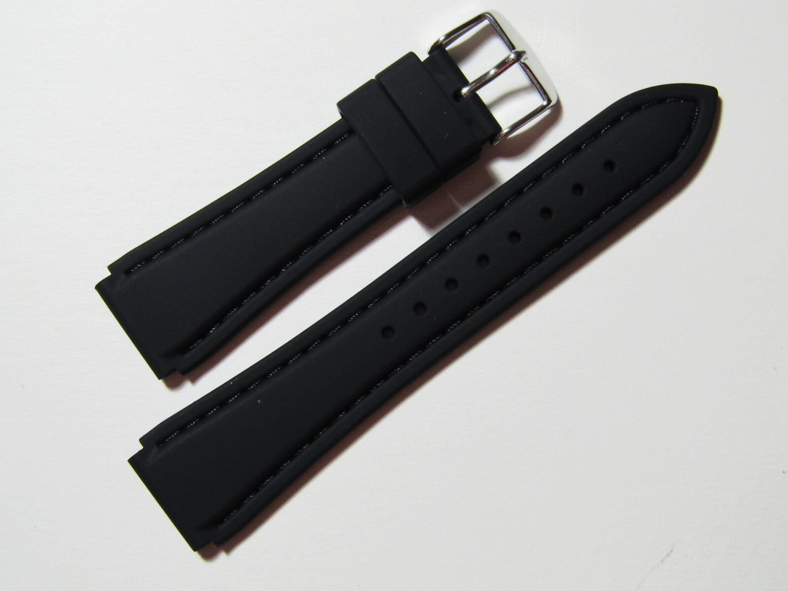 18mm Hadley-Roma MS3346 Black Silicone Rubber Waterproof Dive Watch Band Strap