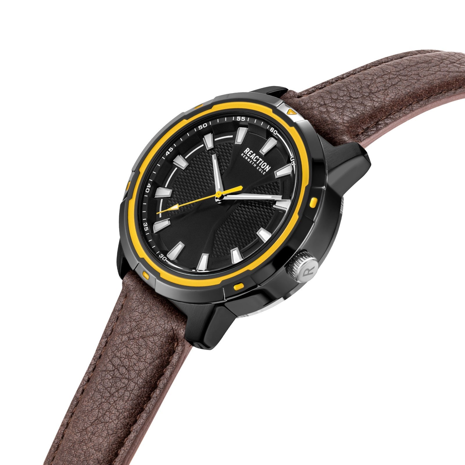 Kenneth Cole Reaction Men's Watch With Genuine Brown Leather Strap KRWGA2178202