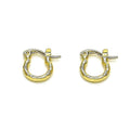 14K GOLD PLATED 10 MM HOOP W/TWISTED DESIGN SPARKLE FINISH & SNAP IN CLASP M649