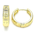 14K GOLD PLATED HUGGIE HOOPS WITH SPARKLE CUT STAR LIKE PATTERN M287