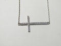 .925 STRERLING SILVER SIDEWAY CROSS WITH CZ 16 INCH CHAIN WITH 2 INCH EXT J 104
