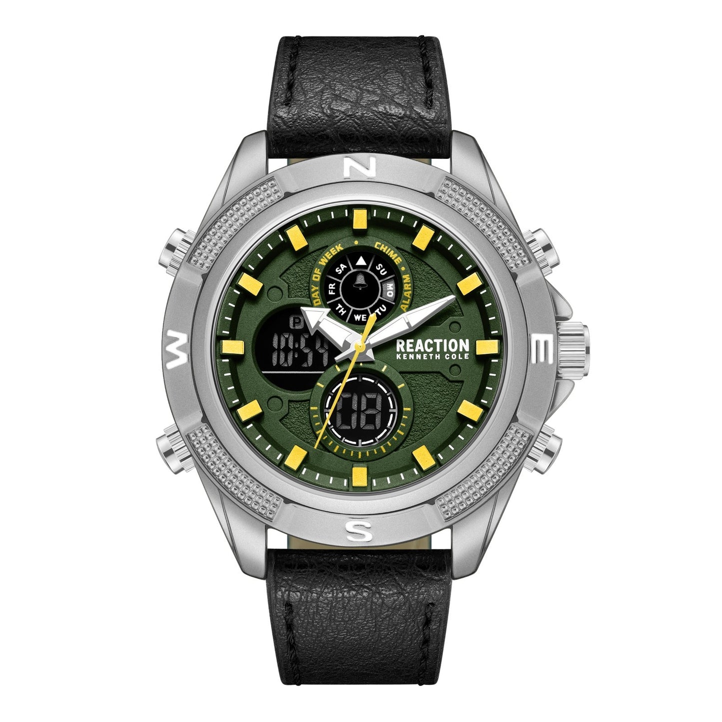 Kenneth Cole Reaction Men's Analog Digital Watch Leather Strap KRWGD7006103