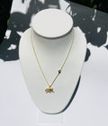 14K GOLD PLATED ELEPHANT PENDANT W/ WHITE CUBIC ZIRCONIA AND 18" CHAIN M186