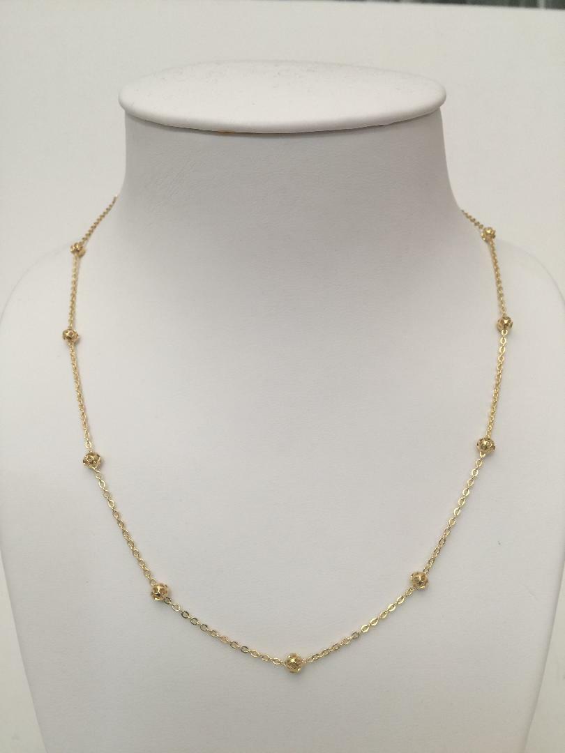 14K GOLD PLATED ANCHOR 030 18" WITH FILIGREE BALLS J425