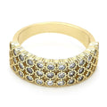 14K GOLD PLATED RING WITH 3 ROWS OF WHITE CUBIC ZIRCONIA SIZES 7,8.10 M101-3