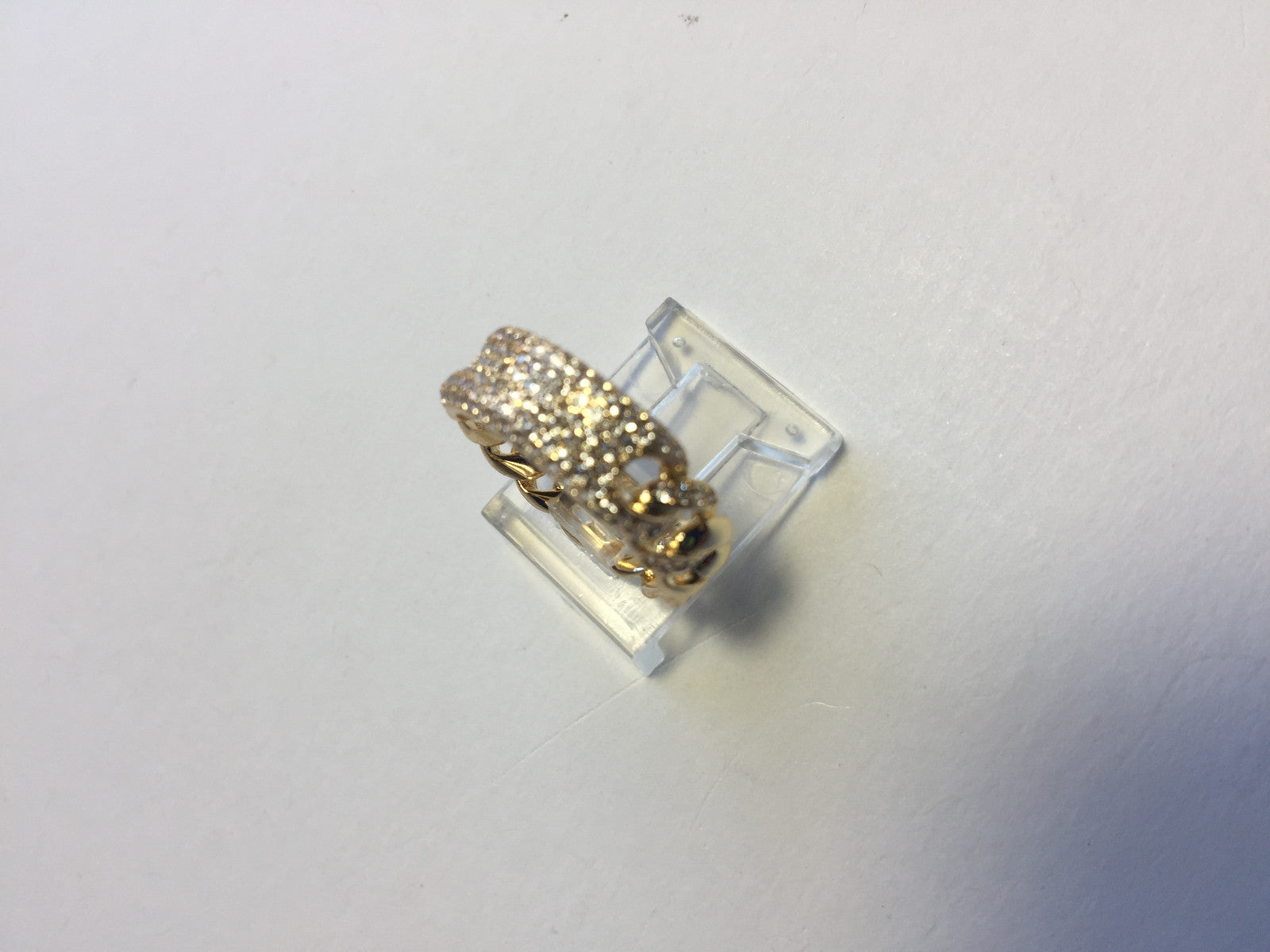 .14K GOLD PLATED RING WITH 5 ROWS OF MICRO PAVE CZ J186
