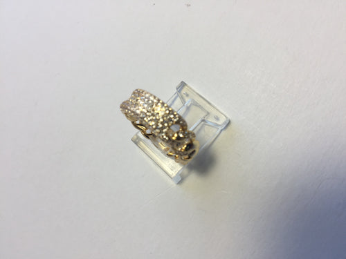 .14K GOLD PLATED RING WITH 5 ROWS OF MICRO PAVE CZ J186