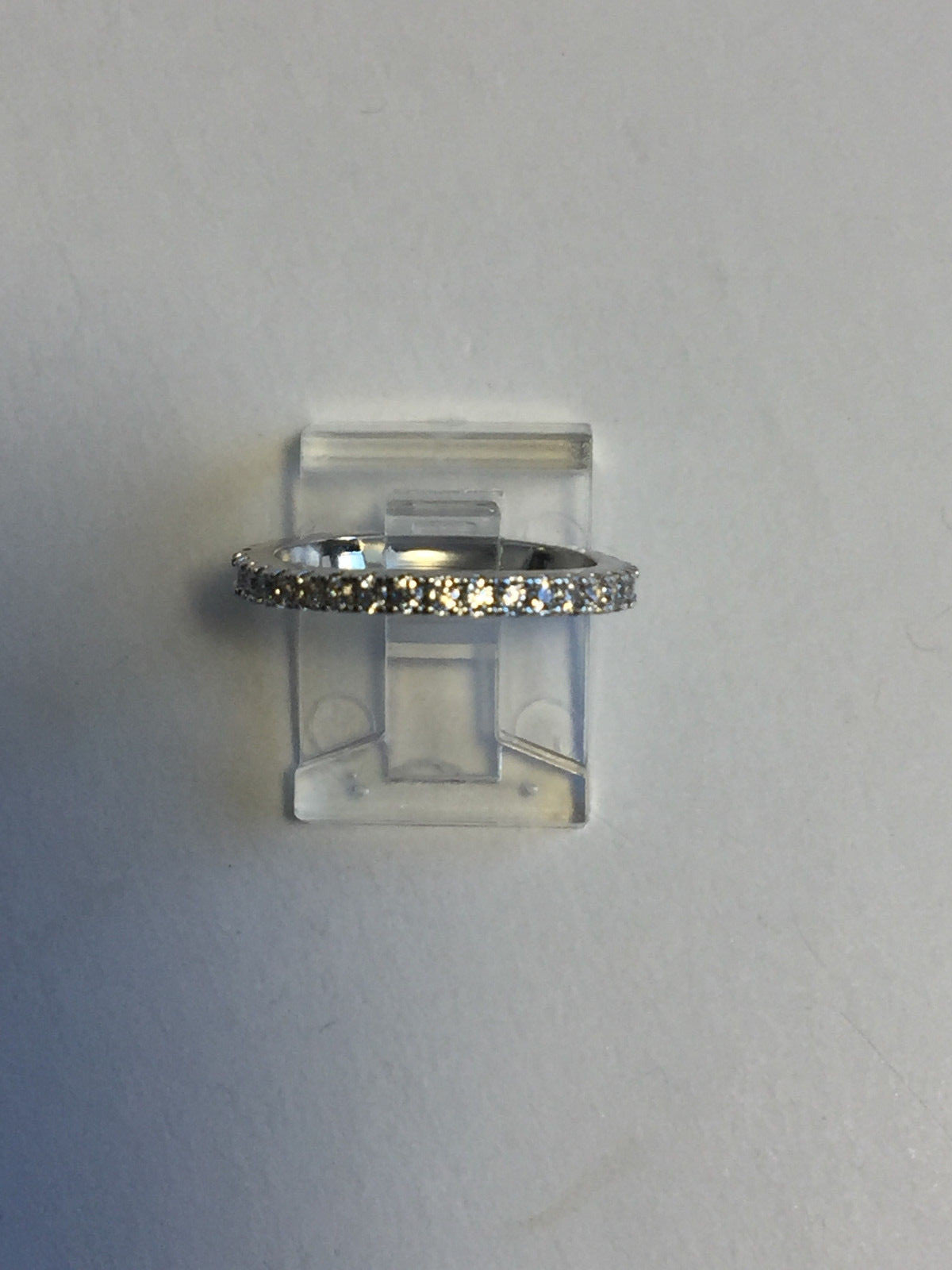 .925 STERLING SILVER PLATED 2MM WIDE BAND RING WITH CZ ALL AROUND J201