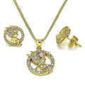 14K GOLD PLATED EARRING PENDANT 18" SET FAIRY DESIGN W/ WHITE MICRO PAVE CZ M569