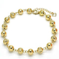 14K GOLD PLATED 10" +1" ADJUSTABLE ANKLET W/ 17 8MM BALLS AND LOBSTER CLASP M218
