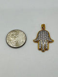 14K GOLD PLATED PENDANT HAMSA WITH WHITE MICROPAVE CZ SP6