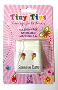 Studex Tiny Tips Earrings For Little Ears TT6008 Gold Plated Pink Ice Cream