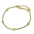 14K GOLD PLATED 7.5" - 8.5" SNAKE CHAIN STYLE BRACELET W/ 5 /5MM BALLS M238