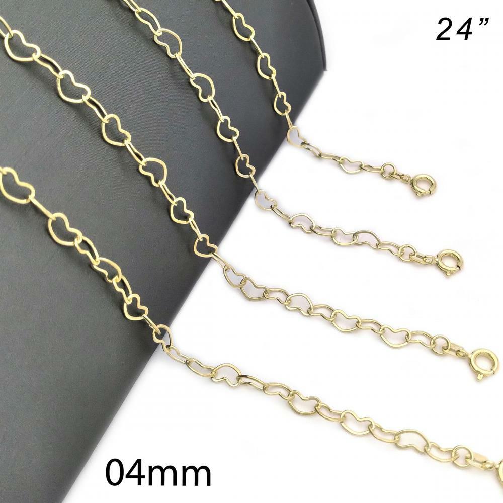 14K GOLD PLATED 24" 4 MM HEART SHAPPED LINKS CONNECTED M493