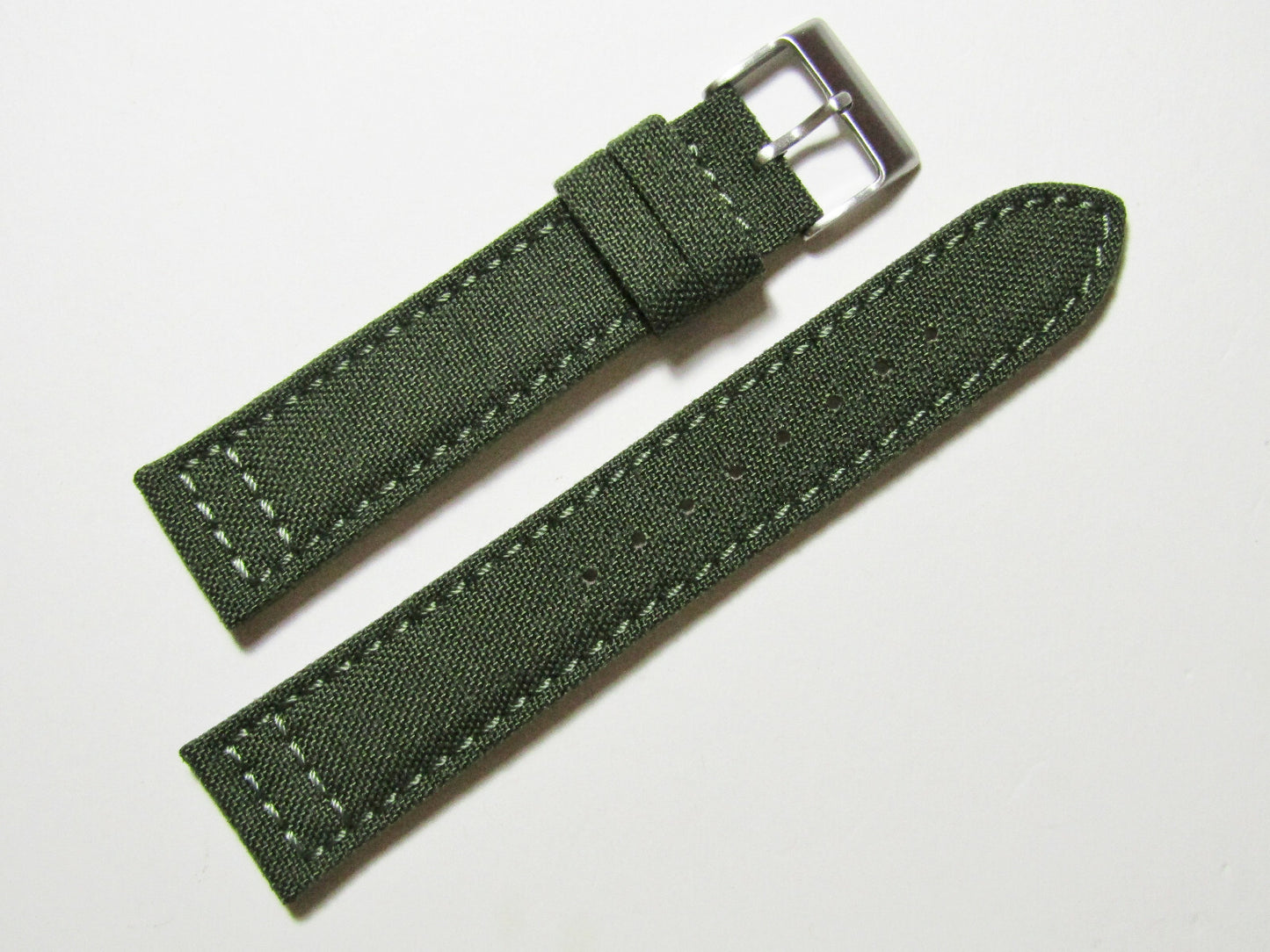 22mm Hadley-Roma MS850 Mens Army Olive Green Cordura Canvas Watch Band Strap