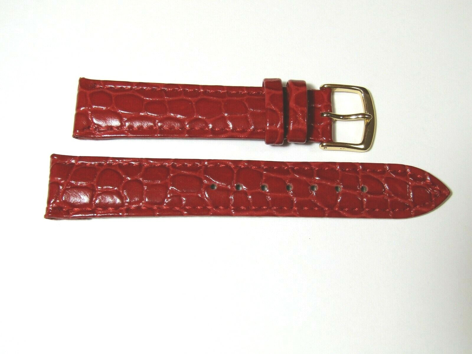 20mm Hadley-Roma Crocodile Embossed Red Leather Watch Band Strap MS717