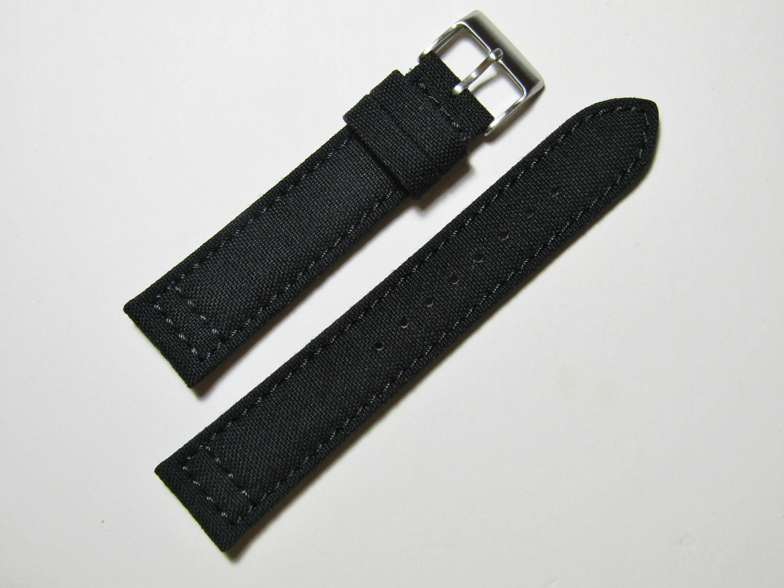 22mm Hadley-Roma MS850 Mens Black Cordura Canvas Watch Band Strap