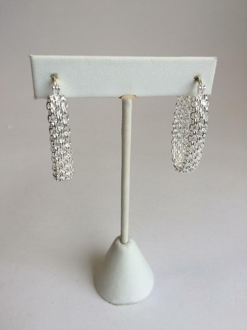 .925 STERLING SILVER PLATED OVAL HOOPS W/SNAP IN CLOSING 40 X 25 MM X 7 MM J 387