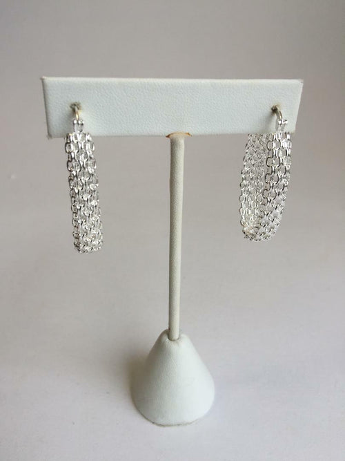 .925 STERLING SILVER PLATED OVAL HOOPS W/SNAP IN CLOSING 40 X 25 MM X 7 MM J 387
