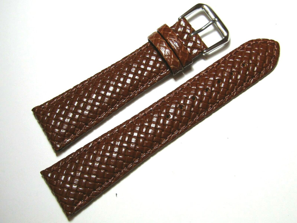 22mm Hadley-Roma MS843 Mens Tan Braided Woven Leather Watch Band Strap
