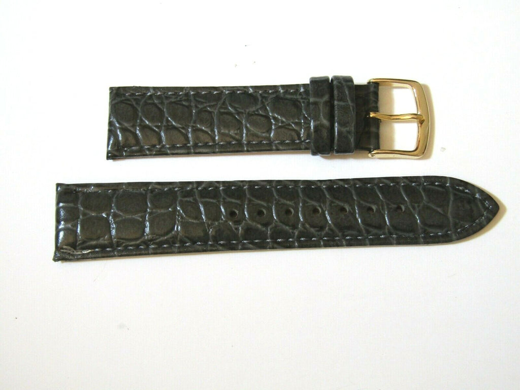 20mm Hadley-Roma Crocodile Embossed Gray Leather Watch Band Strap MS717
