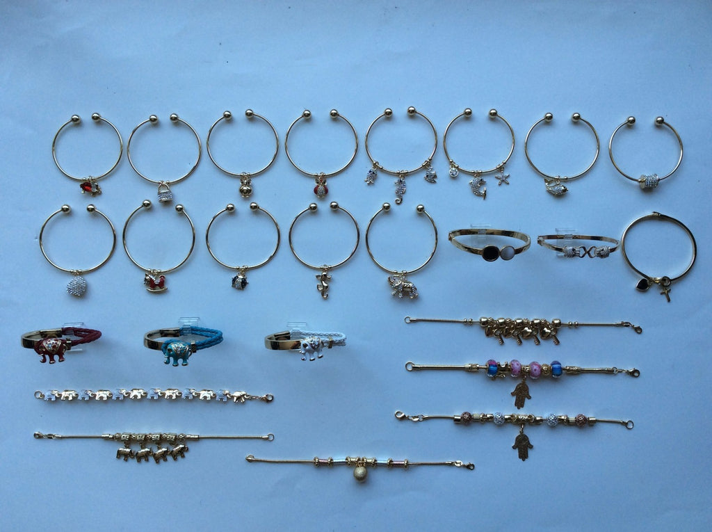 18 KARAT GOLD PLATED HIGH STYLE DESIGNER BRACELETS, 25 STYLES, YOU PICK