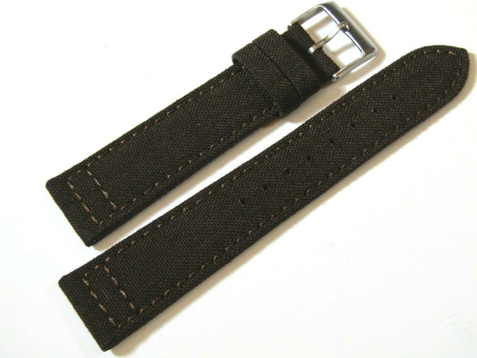 20mm Hadley-Roma MS850 Mens Army Brown Cordura Canvas Watch Band Strap