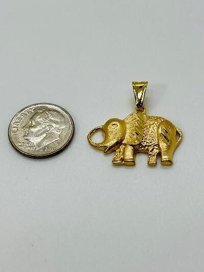 14K GOLD PLATED ELEPHANT PENDANT WITH HIGH POLISHED FINISH & BALE FOR CHAIN SP15